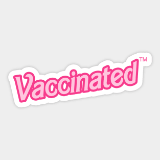 Vintage Barbie Font Vaccinated TM Mask Sticker